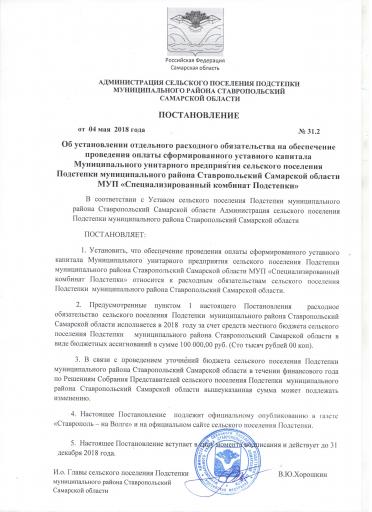 Постановление №31.2 от 04.05.2018