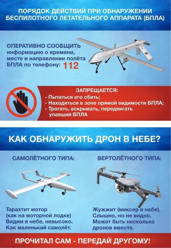 Действия при обнаружении беспилотных летательных аппаратов (БПЛА)