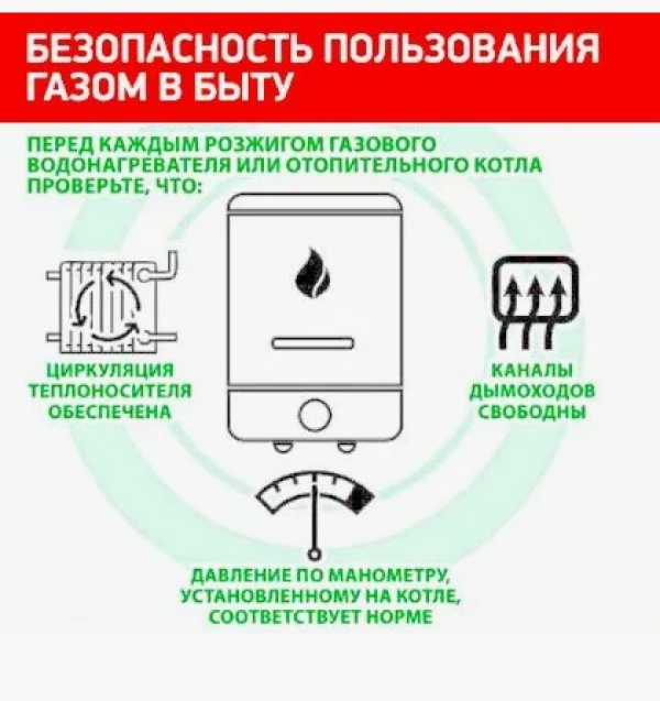 ❗В условиях низких температур (перепадов температуры, морозов, сильного ветра) важно соблюдать меры безопасности при использовании газового оборудования.